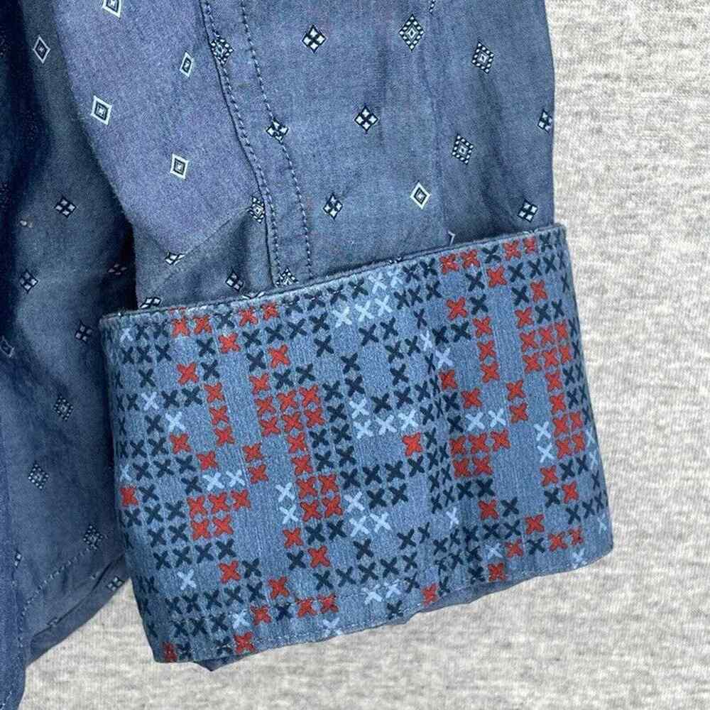 Robert Graham Shirt Mens 2XL Blue Button Up Long Sleeve Contrast Cuffs Classic - Picture 5 of 12